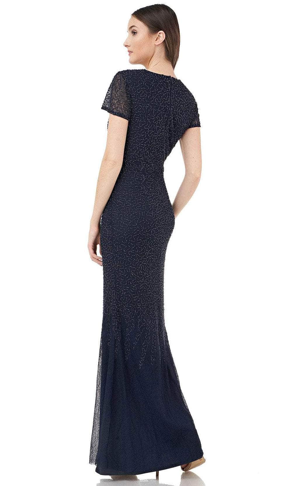 Pearl Beaded Sheath Evening Dress