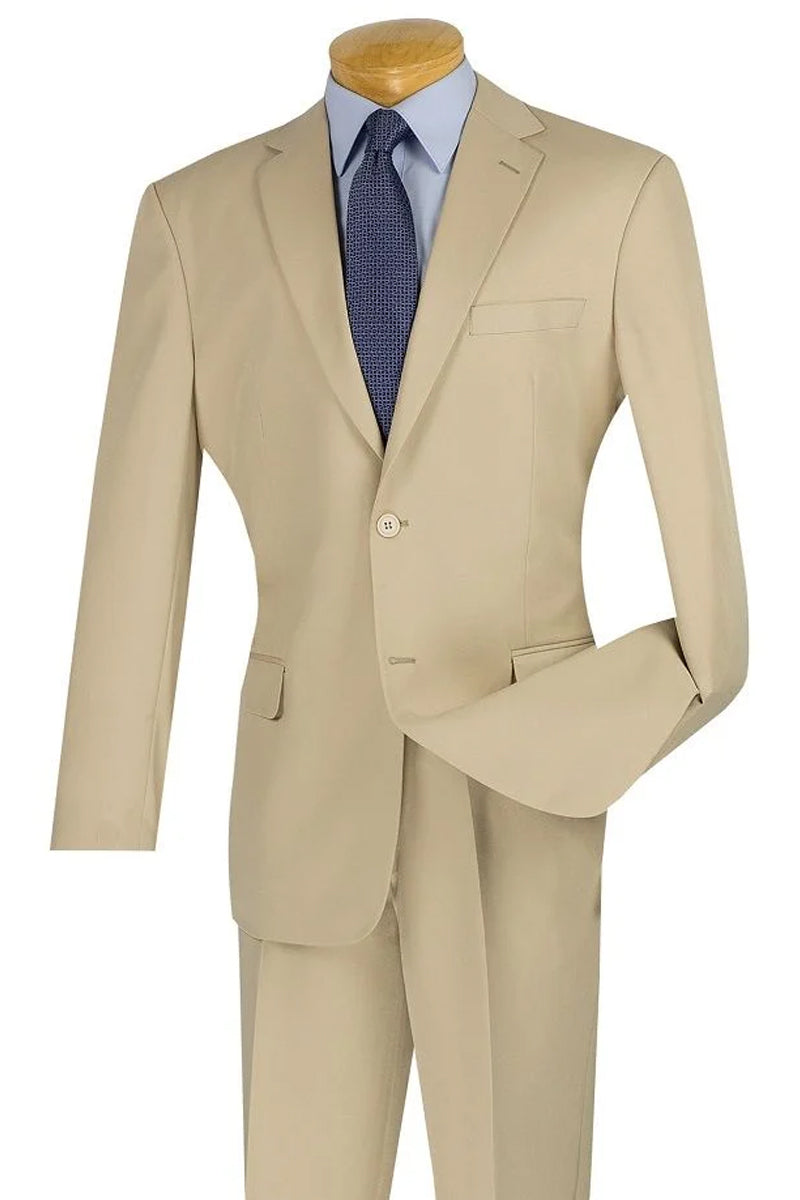 Mens Two Button Modern Fit Wool Feel Suit in Tan