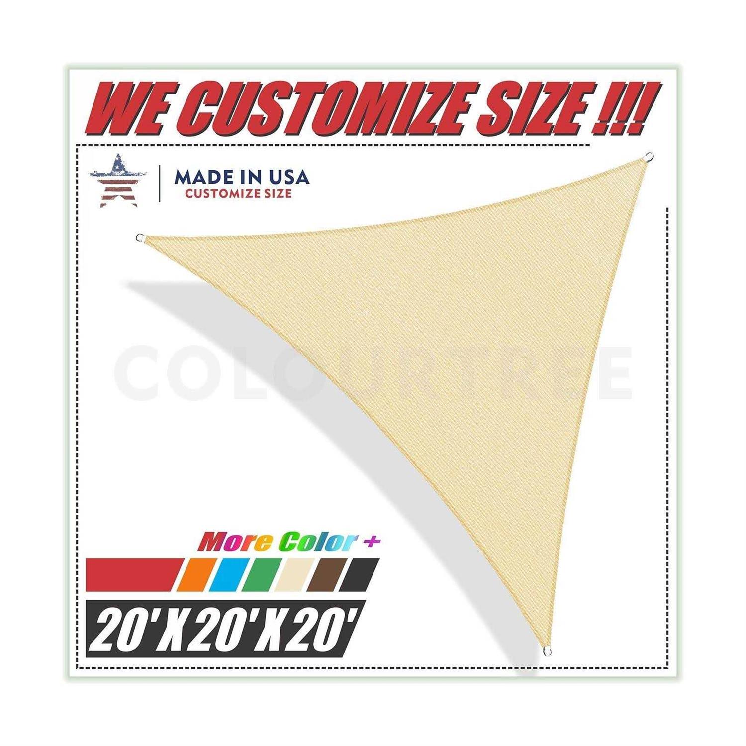 ColourTree 190 GSM Triangle Sun Shade Sail Screen Canopy Outdoor Patio and Pergola Cover