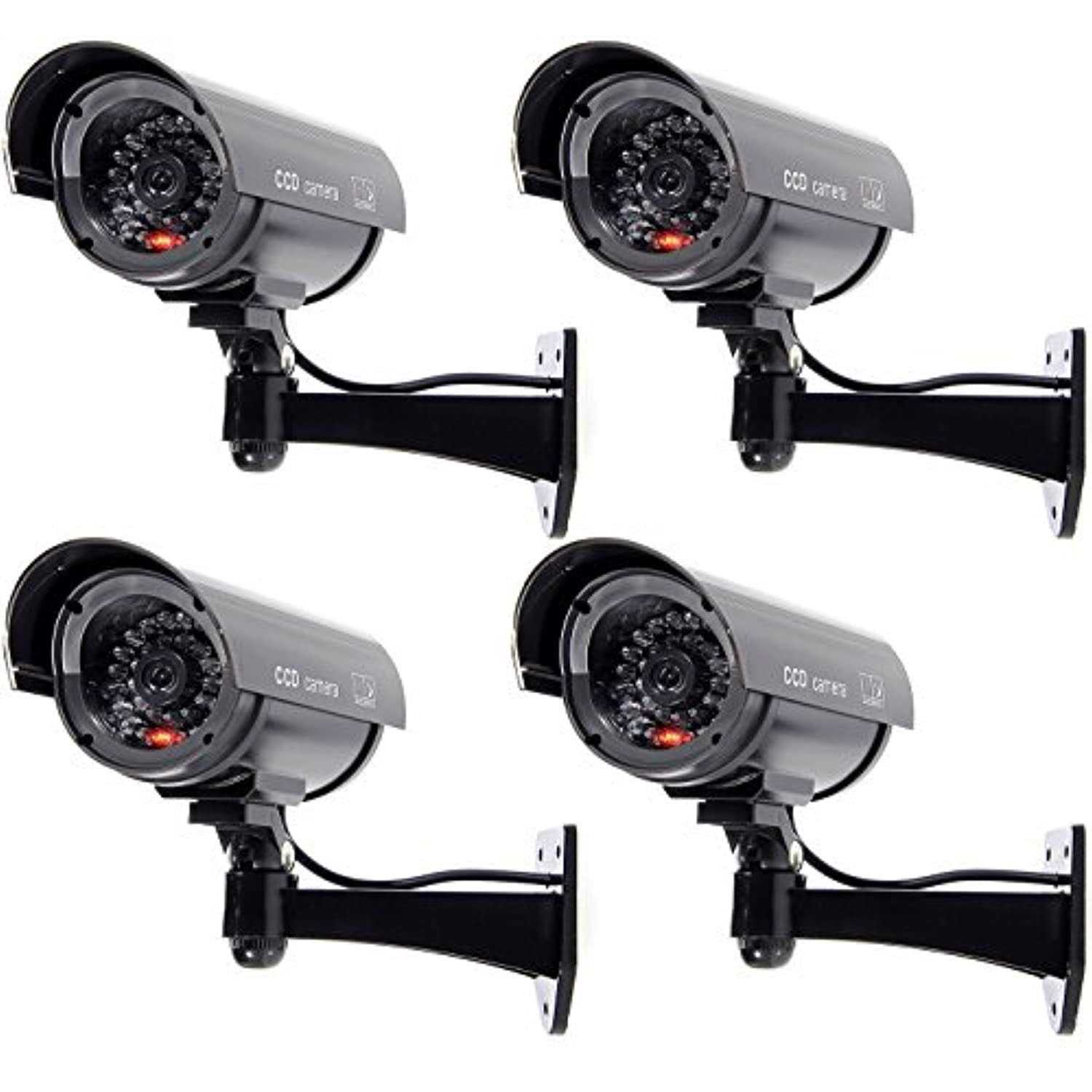 Wali Bullet Dummy Fake Surveillance Security Cctv Dome Camera Indoor Outdoor 1 Flashing LED Light and Security Alert Sticker Decals