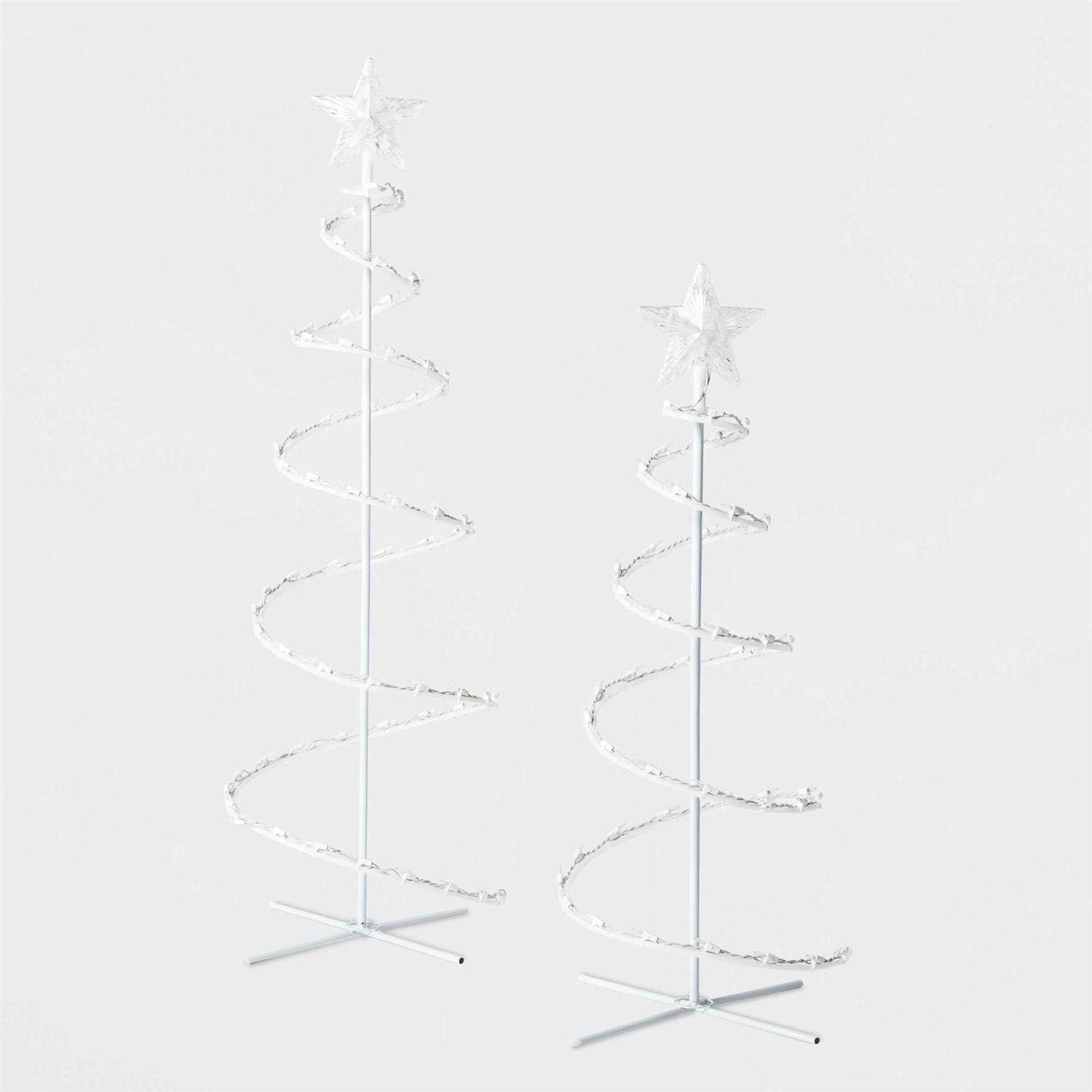 Wondershop 2pc Incandescent Spiral Tree Christmas Novelty Sculpture Light White