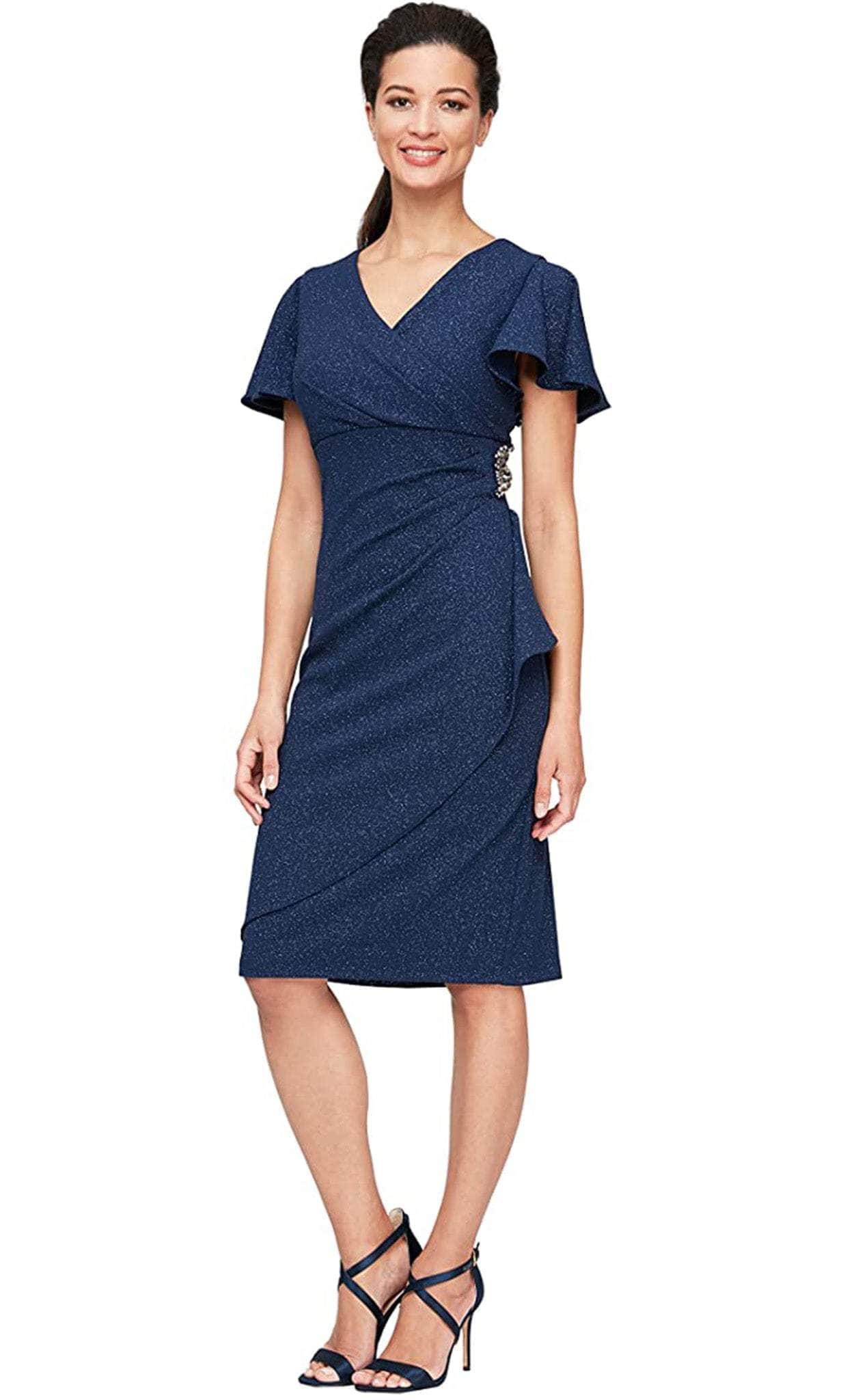 Glittered V-Neck Cocktail Dress 9127166