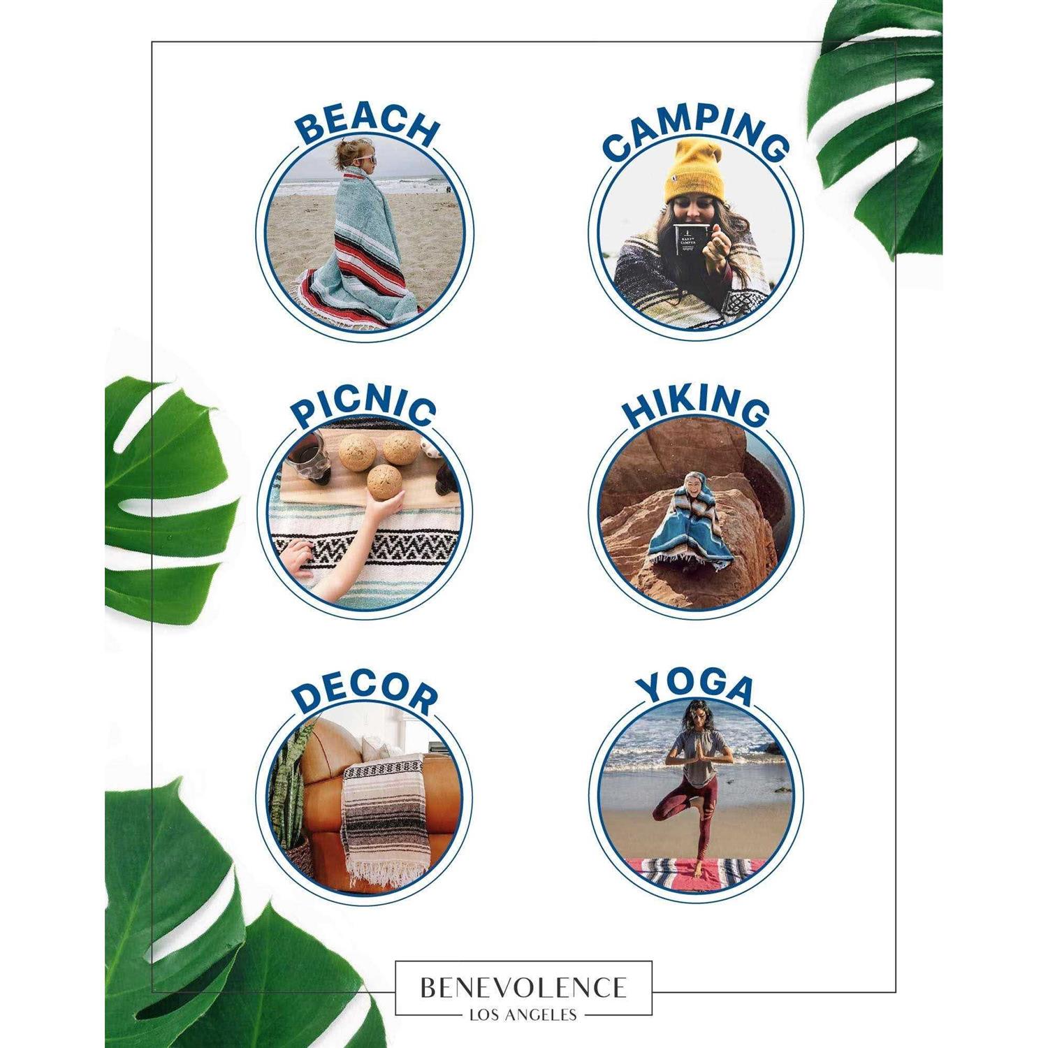 Benevolence LA Authentic Handwoven Mexican Blanket Yoga Blanket