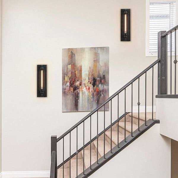 YANSUN 1-Light Black Industrial Wall Sconce Retro Wrought Iron Wall Light Fixtures for Indoor and Outdoor Wall Decor