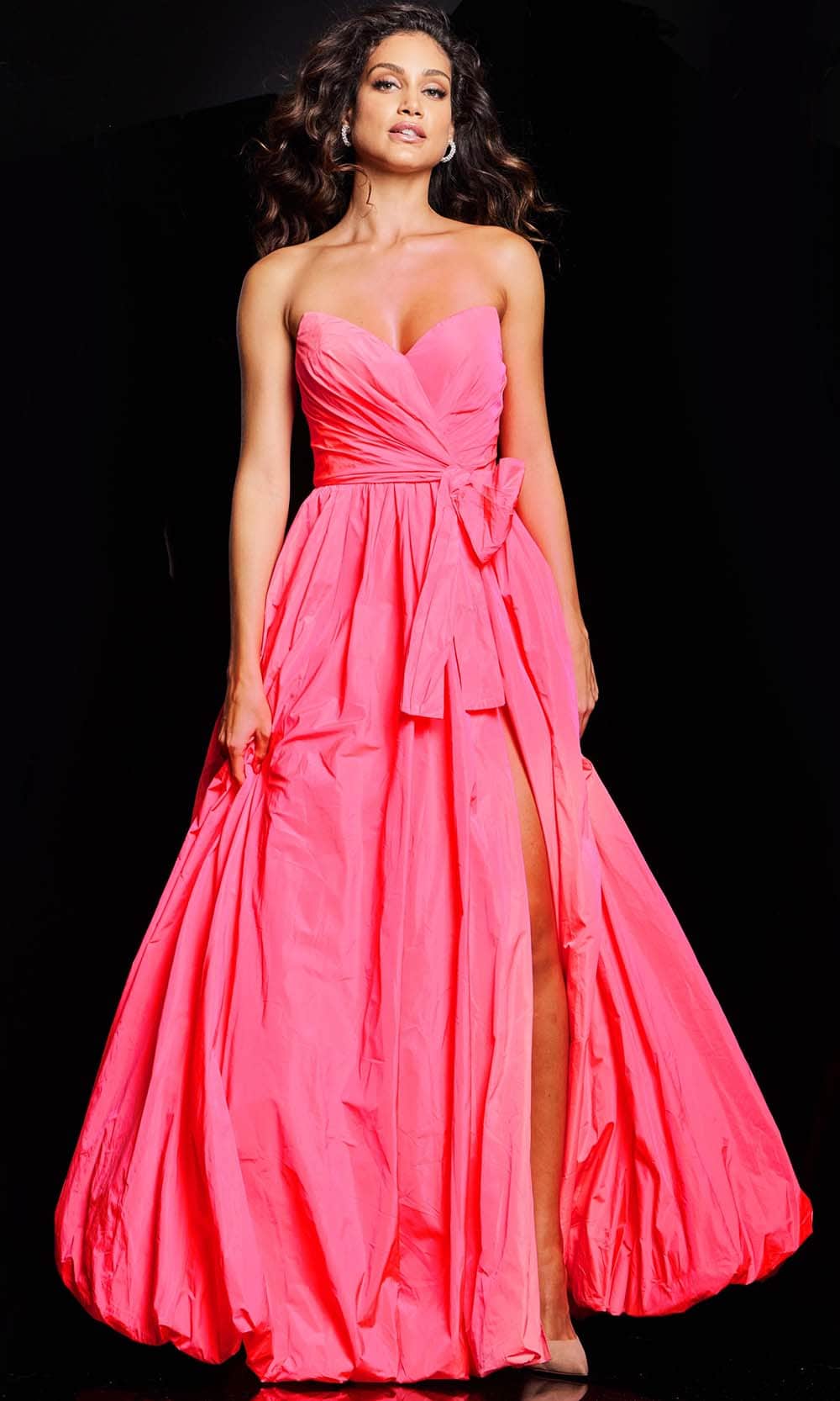V-Neck Taffeta Prom Gown