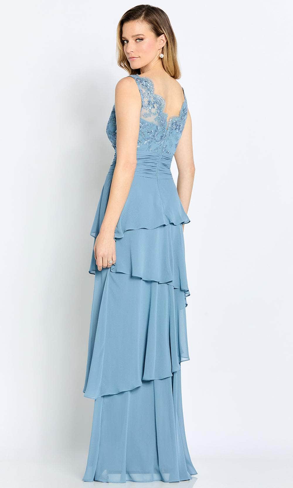 V-Neck Tiered A-Line Formal Gown