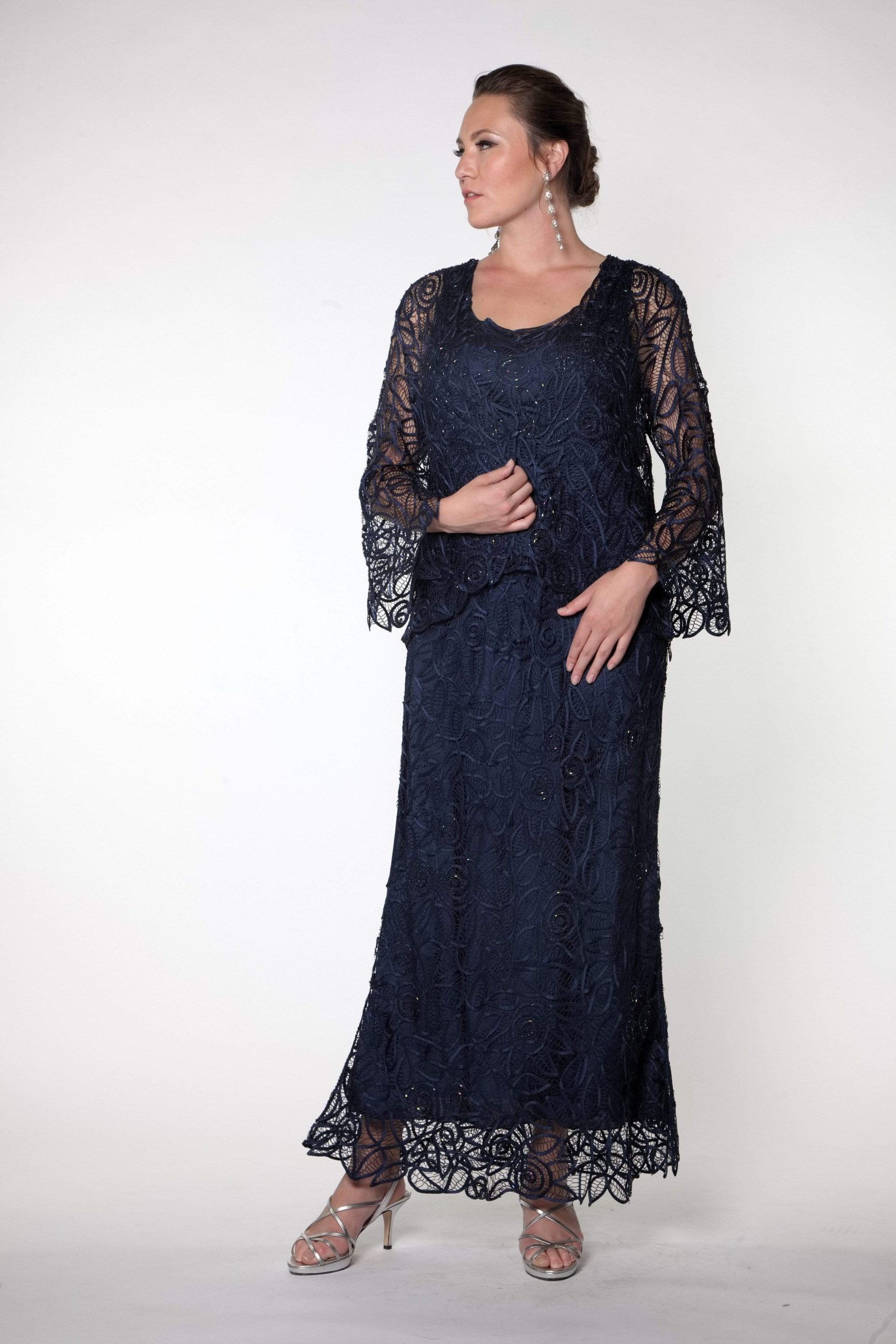 Lace Illusion Sleeves Mother Of The Bride Dress