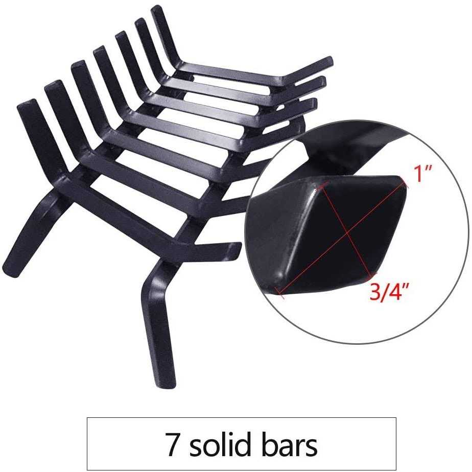Amagabeli GARDEN & HOME Black Wrought Iron Fireplace Log Grate Wide Heavy Duty Solid Steel Indoor Chimney Hearth Bar Fire