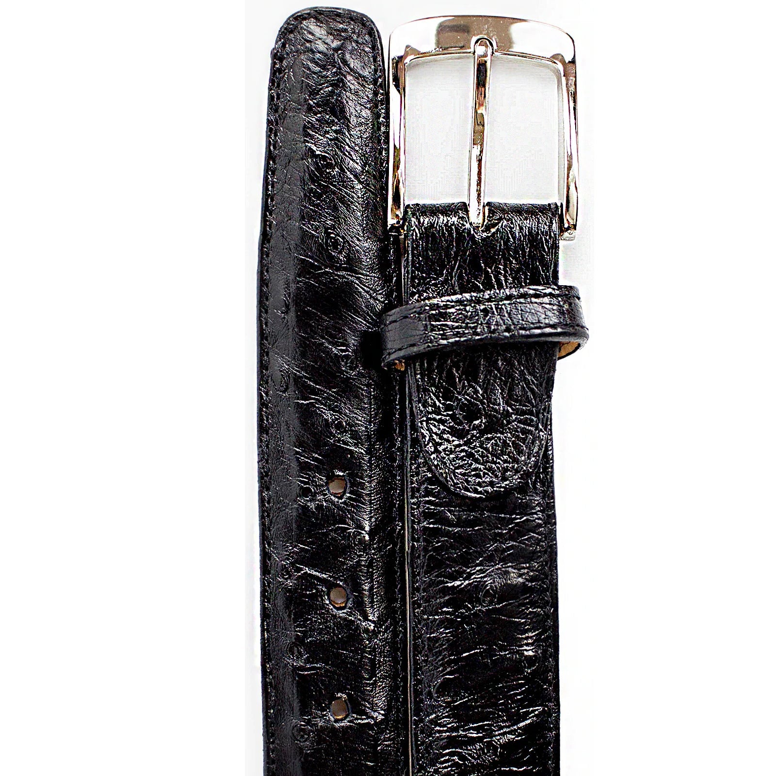 Men’s Belvedere Genuine Ostrich Quill Dress Belt in Black