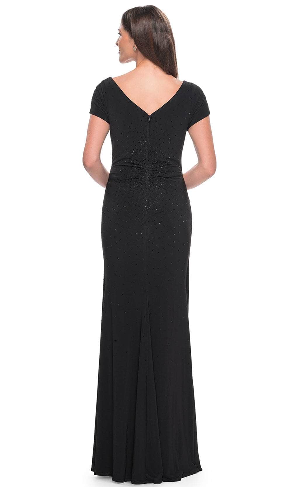 Short Sleeve Draped Evening Dress