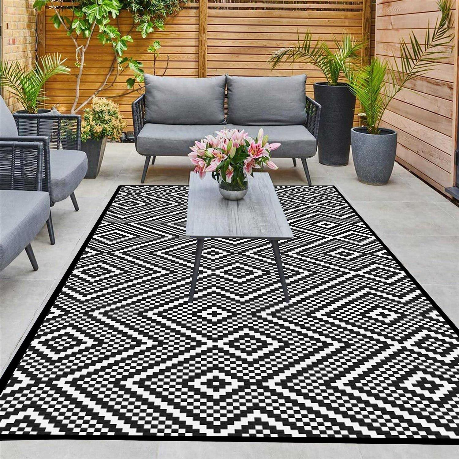 ARSUK Outdoor Rug Mat Indoor Plastic Straw Reversible
