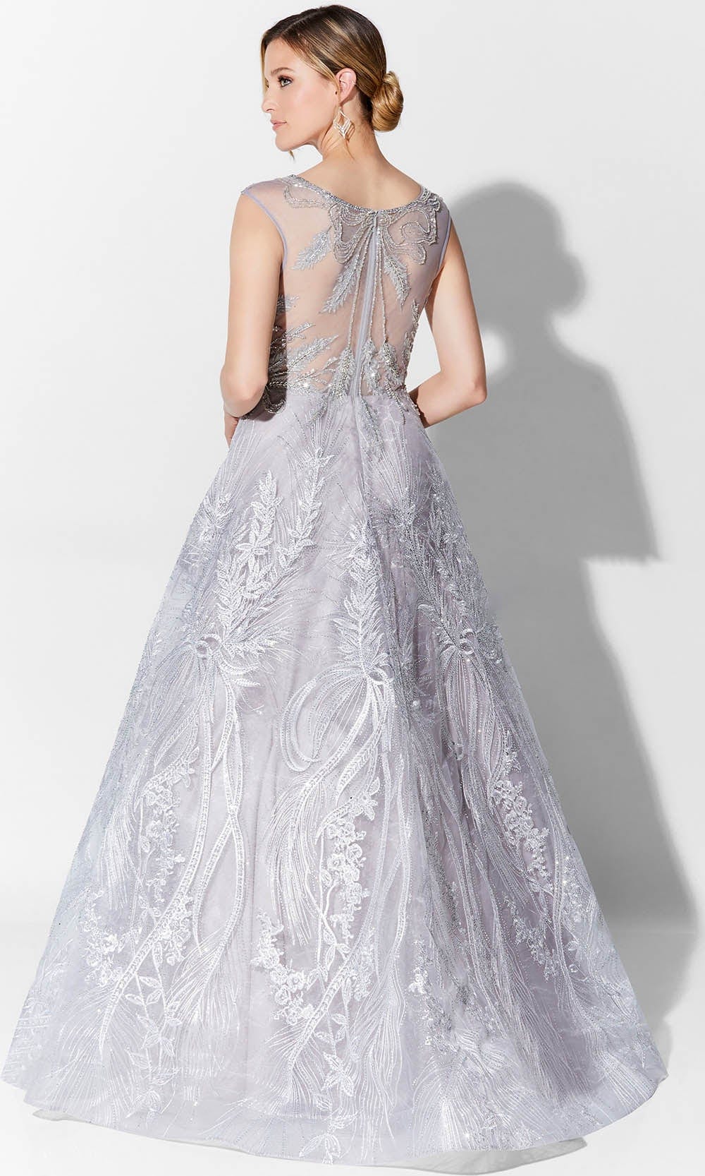 Embroidered Tulle Evening Gown