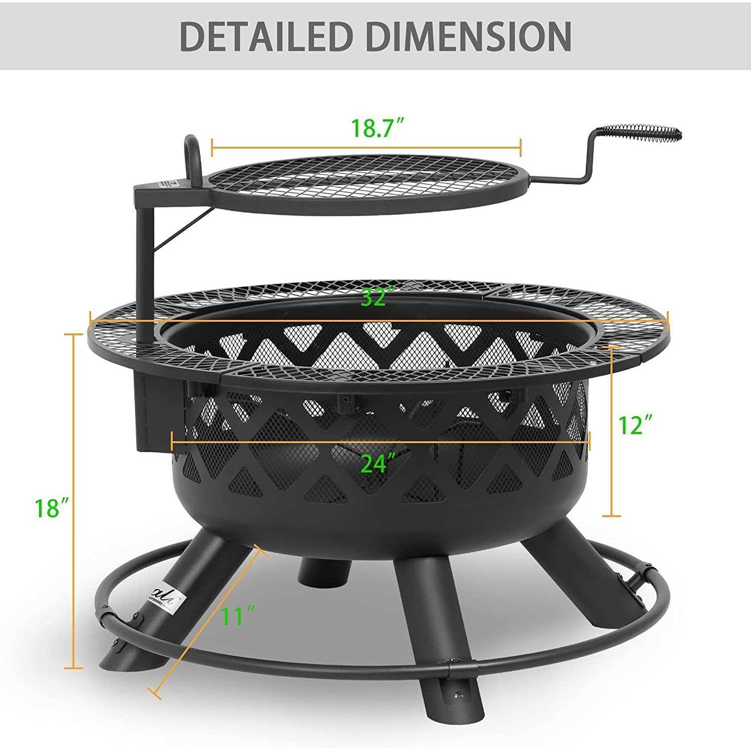 BALI OUTDOORS Wood Burning Fire Pit with Grill 32