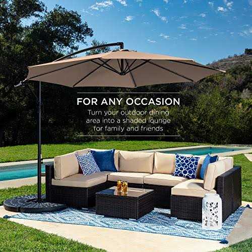 Best Choice Products 10ft Offset Hanging Outdoor Market Patio Umbrella w/ Easy Tilt Adjustment