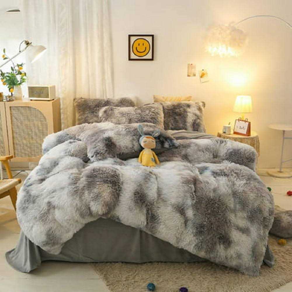 Wajade Plush Duvet Cover Set Fluffy Fuzzy Comforter Cover Set