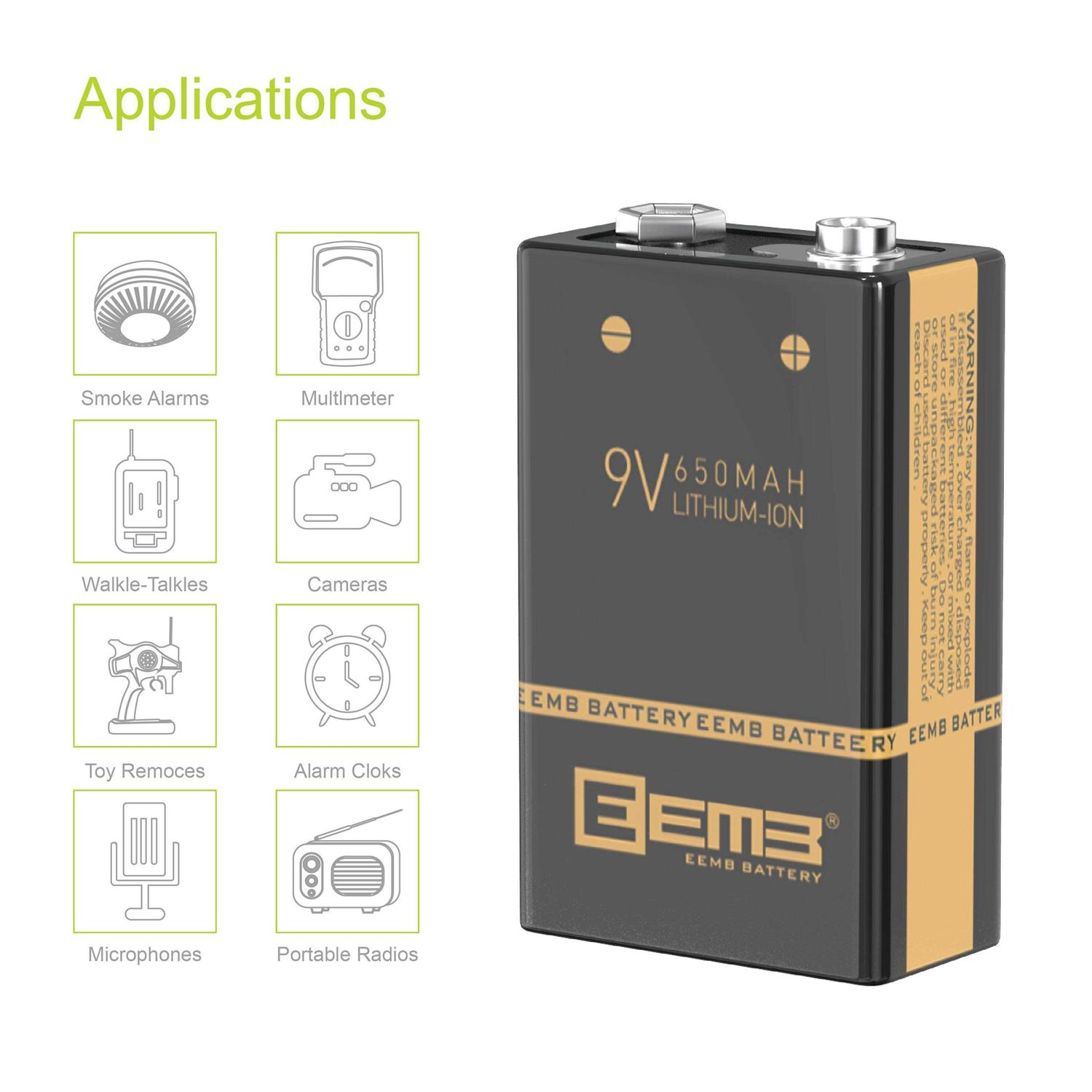 EEMB 9V Li-ion Battery W/ Charger