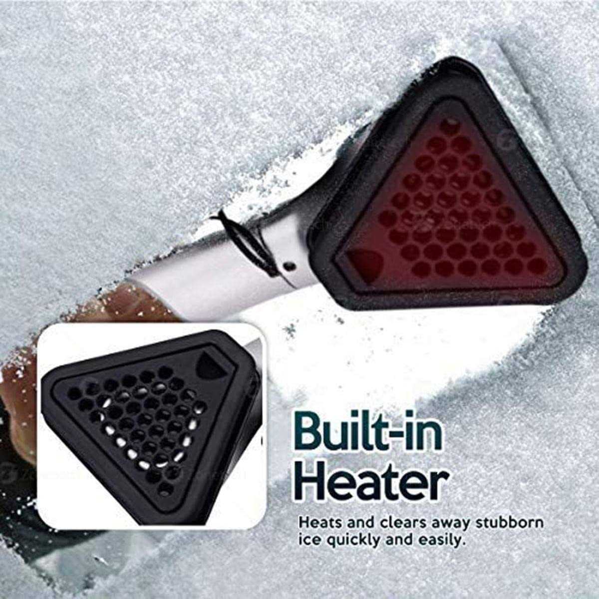 Zone Tech Heated Car Window Snow/Ice Scraper with Light Extendable 12V LED Light Heated Ice/Snow Scraper with 15.8 feet Long Cord