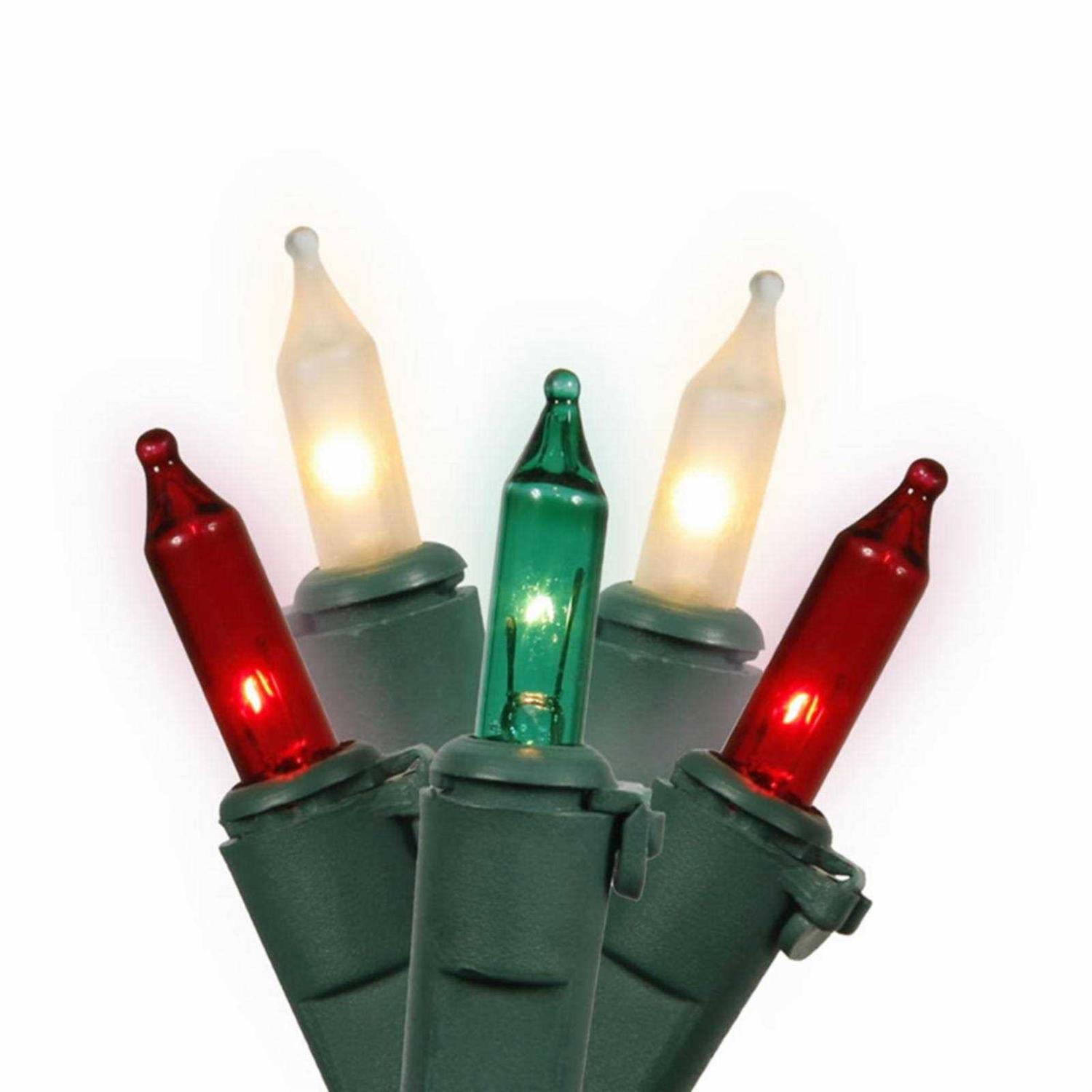Vickerman 100 Red-White-Green Mini-Light on Green Wire