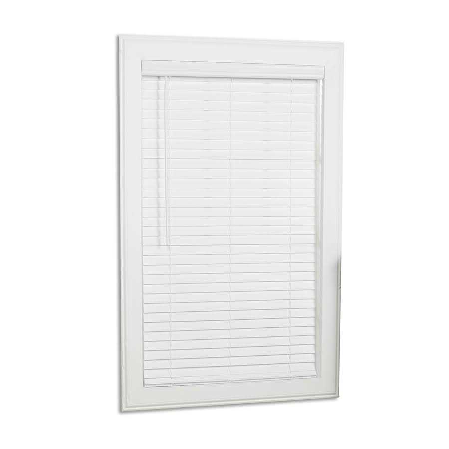 Allen + Roth Trim at Home 2-in Slat Width 64-in Cordless White Faux Wood Room Darkening Full-view Standard Horizontal Bl