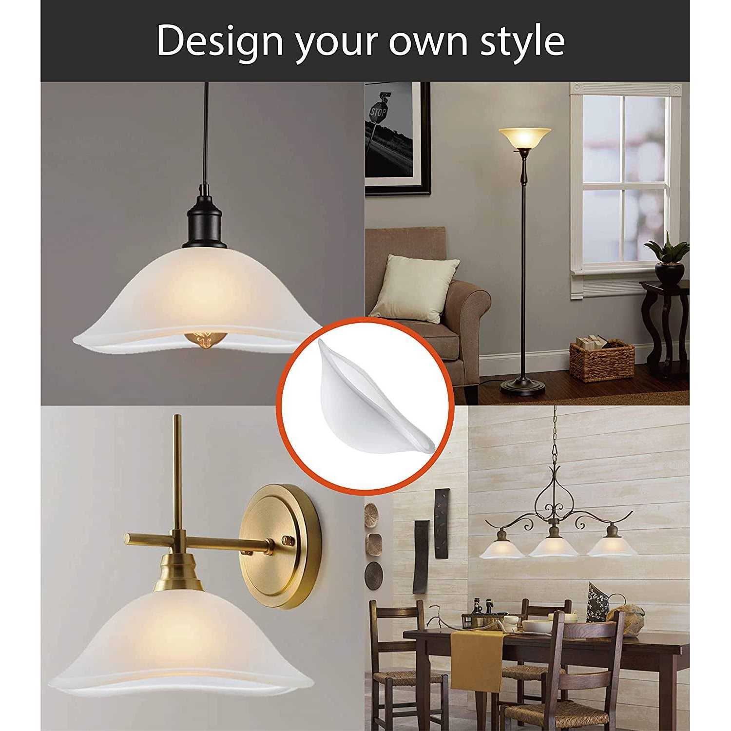 Aspen Creative 23147-11A Replacement Alabaster Glass Shade for Medium Base Socket Torchiere Lamp