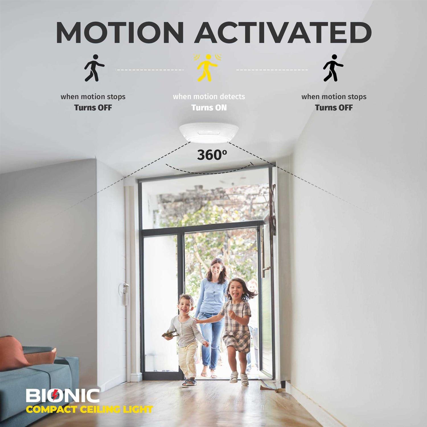 Bell+howell Bionic Ceiling Light Compact Size Wireless Motion Sensor Modern Battery Powered Ceiling Light