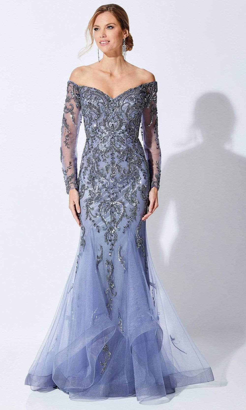 221D48 Off-Shoulder Trumpet Mother of the Bride Dress