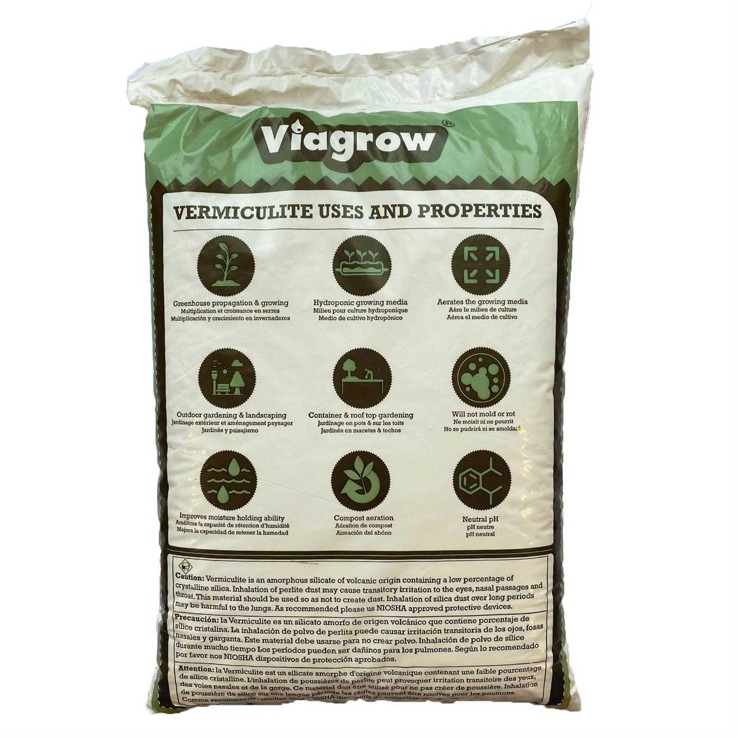 Viagrow Horticultural Vermiculite 29.9 Quarts/ 1 cubic ft / 7.5 gallons / 28.25 liters