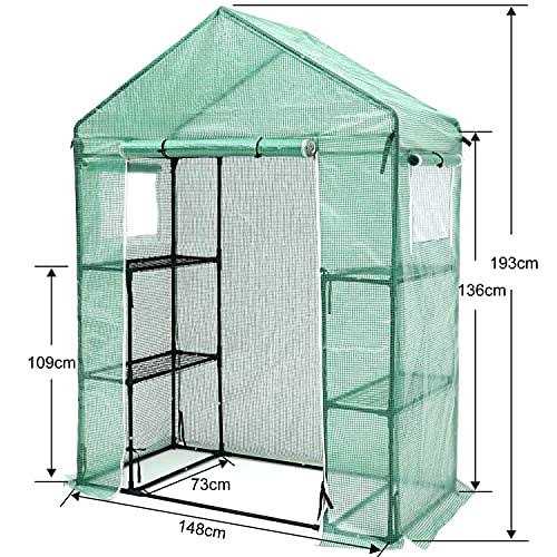 Abccanopy Walk-in Greenhouse Indoor Outdoor with 2 Tier 4 Shelves Portable Gardening Greenhouse