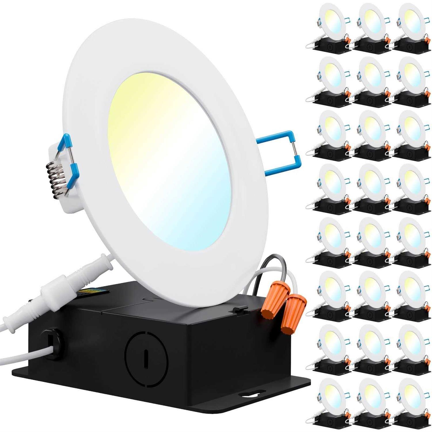 Sunco Lighting 12 Pack 6 Inch Slim LED Downlight with Junction Box