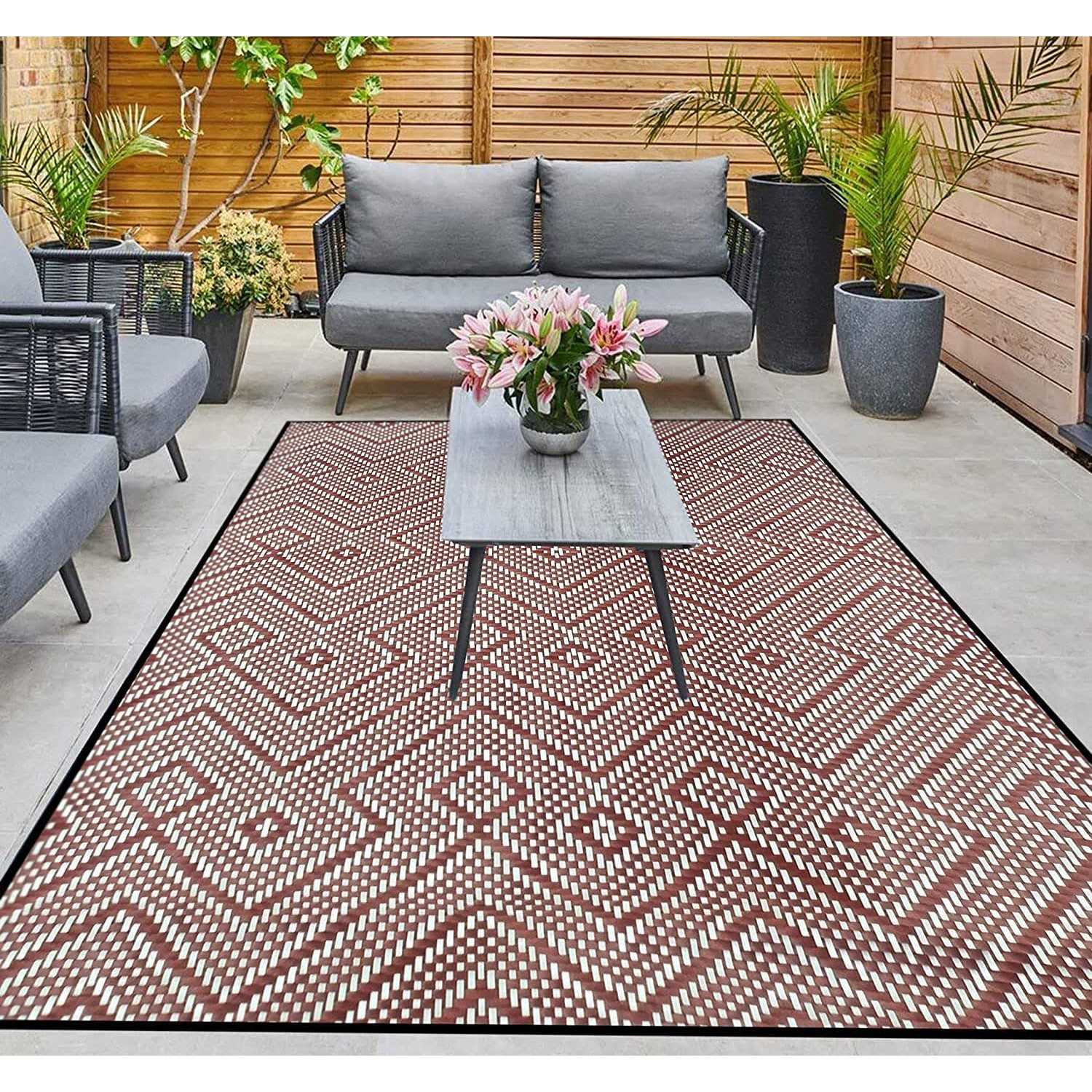 ARSUK Outdoor Rug Mat Indoor Plastic Straw Reversible