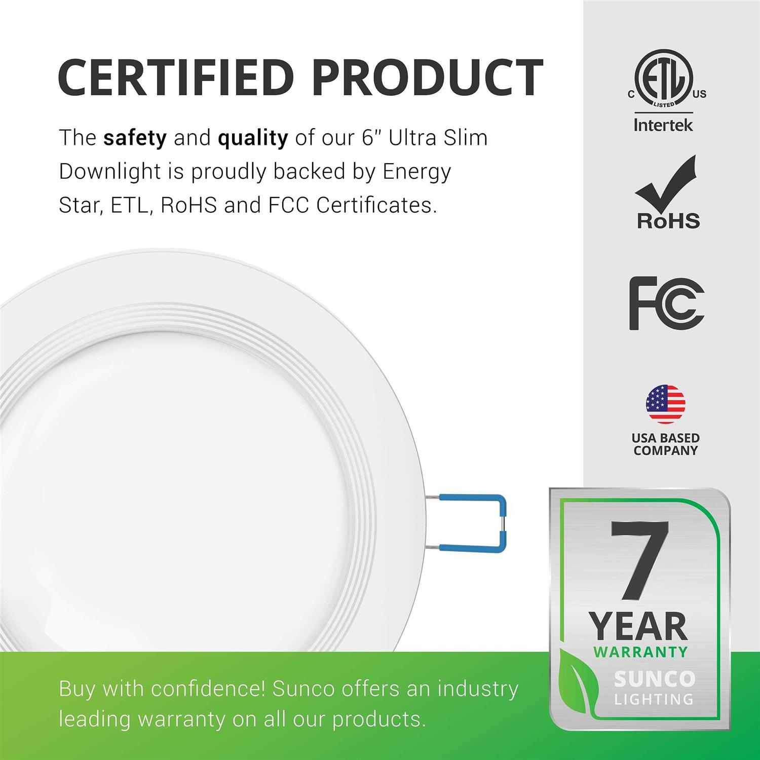 Sunco Lighting Sunco Recessed LED Lighting 6 Inch Slim