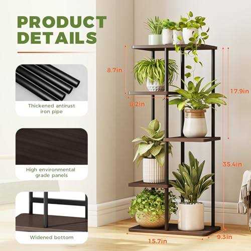 Bamworld Plant Stand Indoor Small Metal Plant Shelf Black Plant Holder 4 Tier 5 Potted for Multiple Plants Corner Plant Table fo