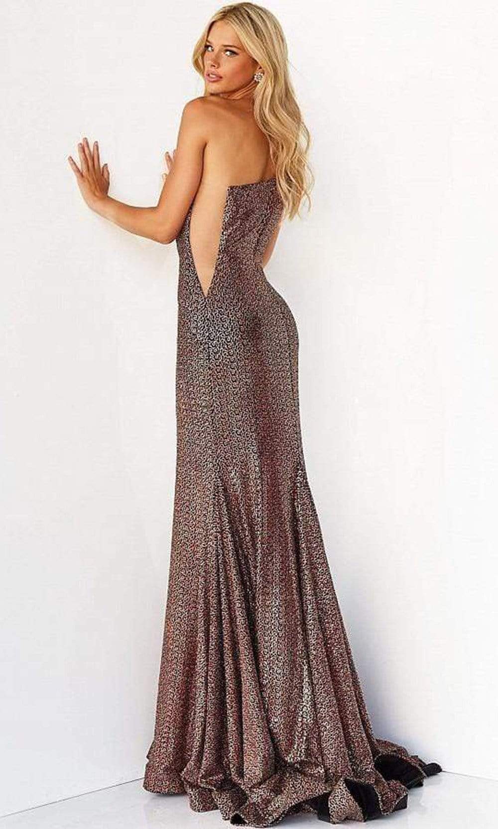 06333 Asymmetric Shiny Trumpet Gown