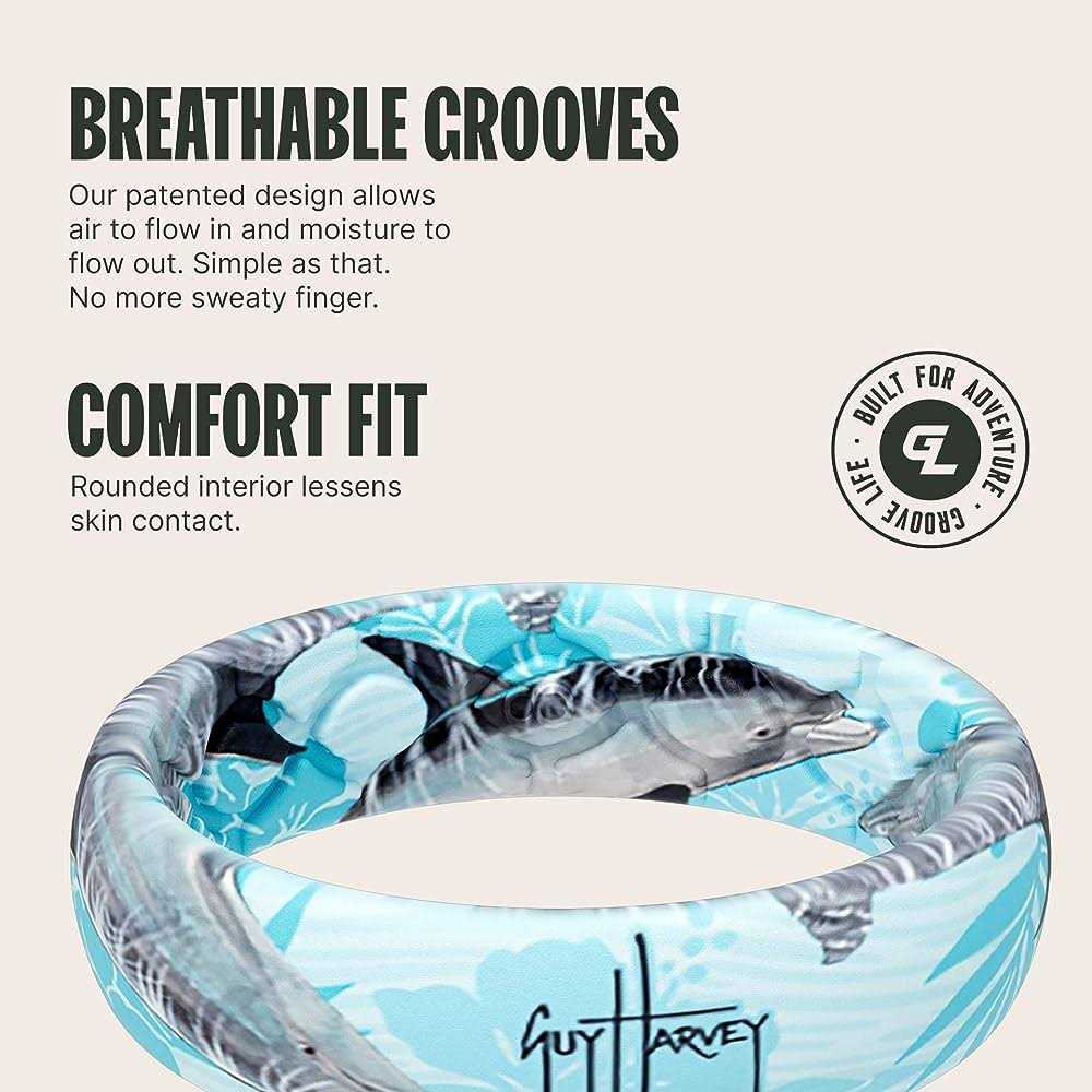 Women Groove Life Guy Harvey Dolphin Thin Silicone Ring
