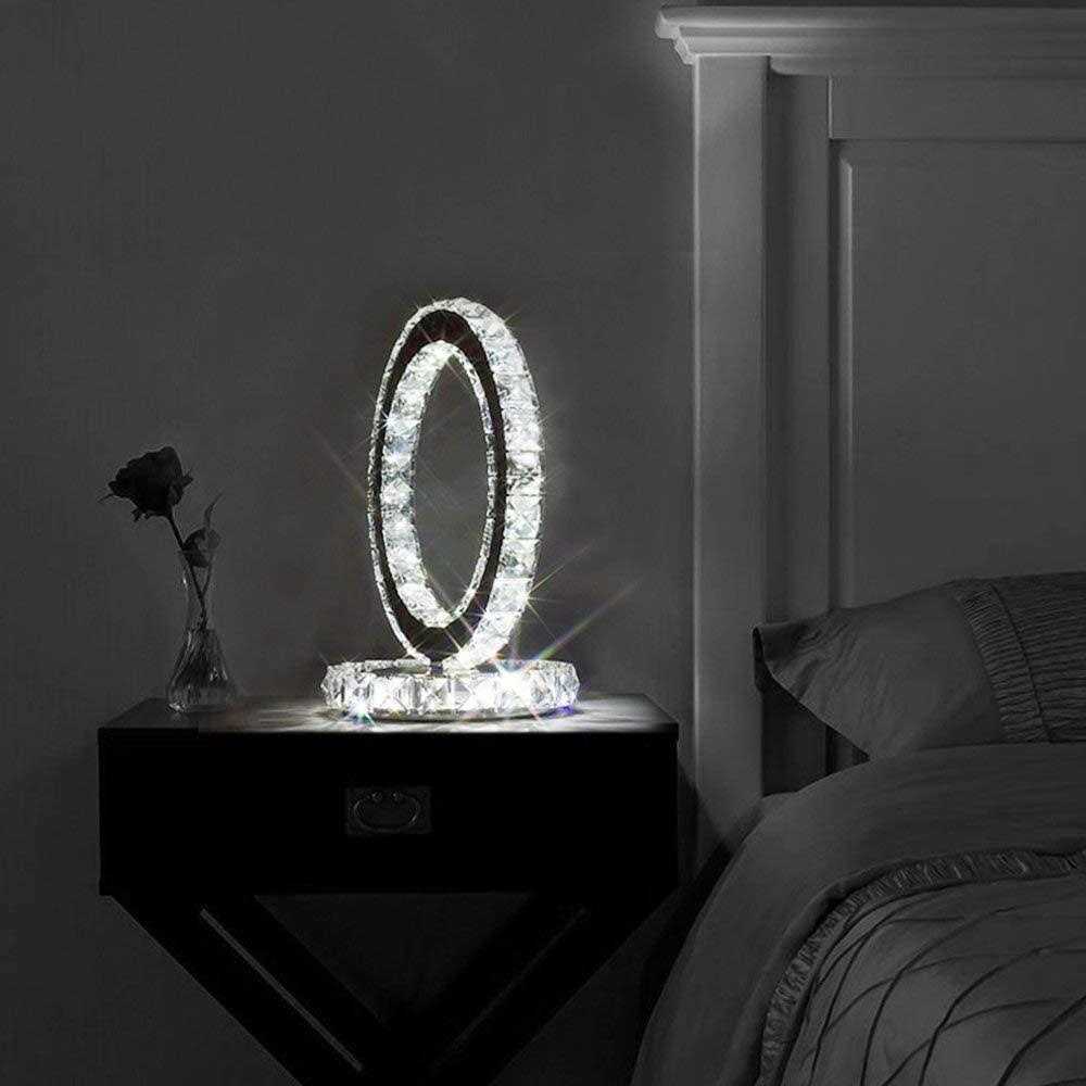 Bedside Crystal Table Lamp Touch Crystal Lamps 3-Way Dimmable Lamp with Crystal Shade for Living/Bedroom
