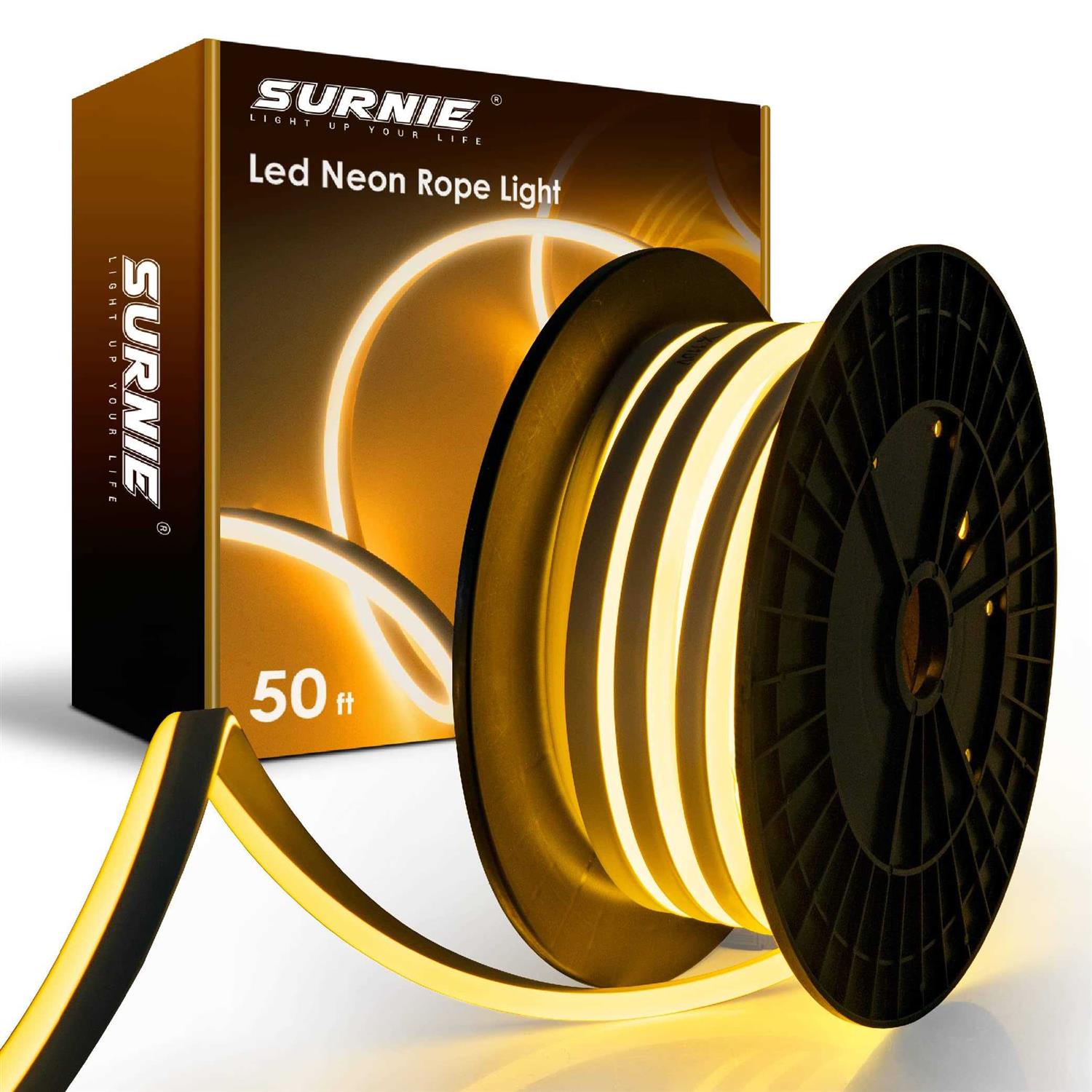 SURNIE 50ft LED Neon Rope Lights 110V Strip Lights Outdoor Waterproof