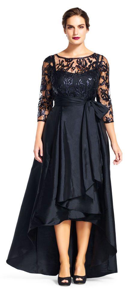 81916970 Quarter Sleeve Ribbon Ornate High Low Gown