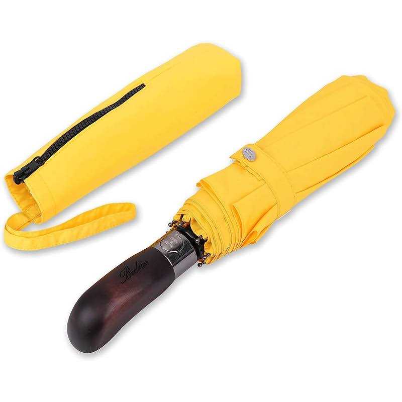 Balios Folding Umbrella Real Wood Handle Auto Open Close Vented Canopy