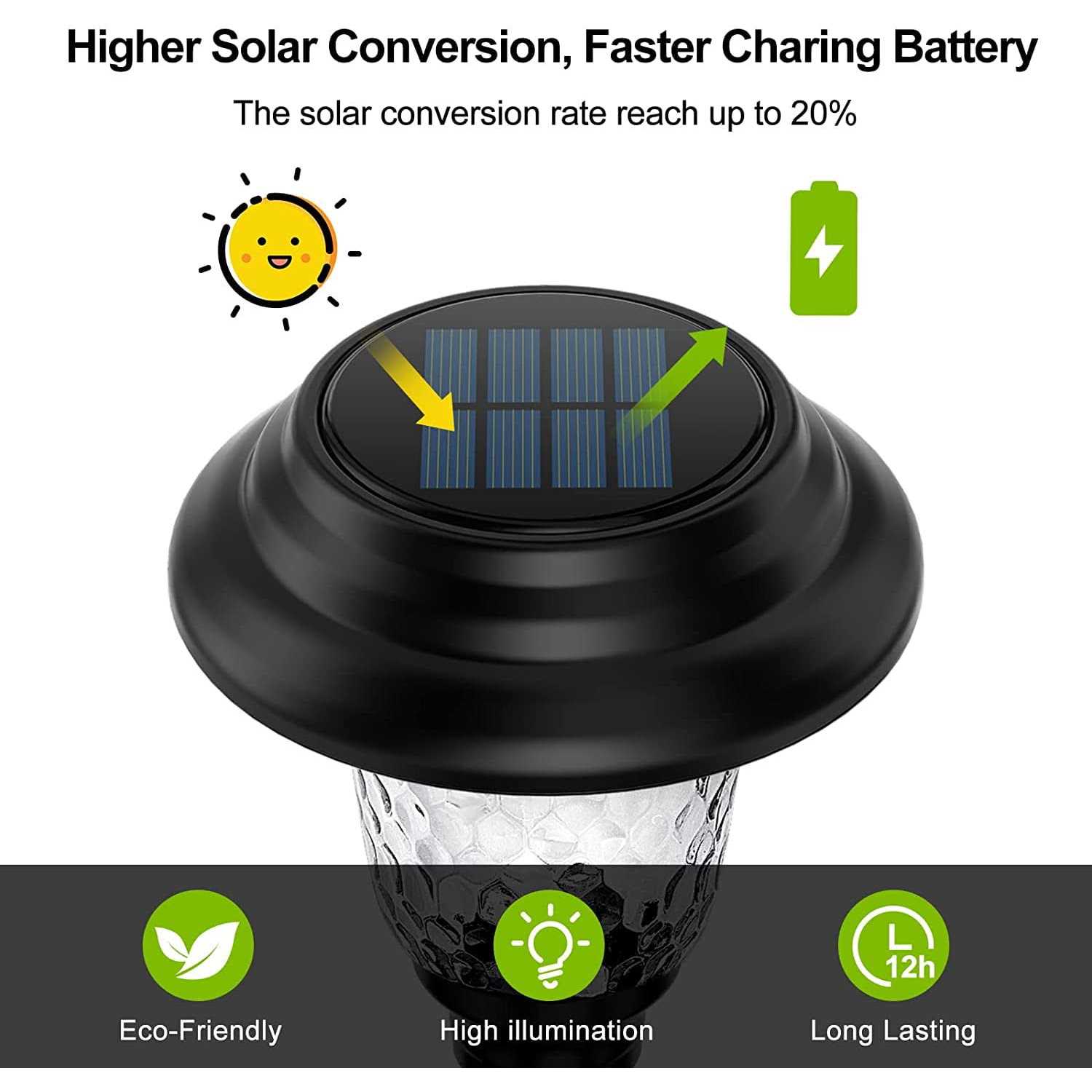 Balhvit Glass Solar Lights Outdoor Super Bright Solar Pathway Lights