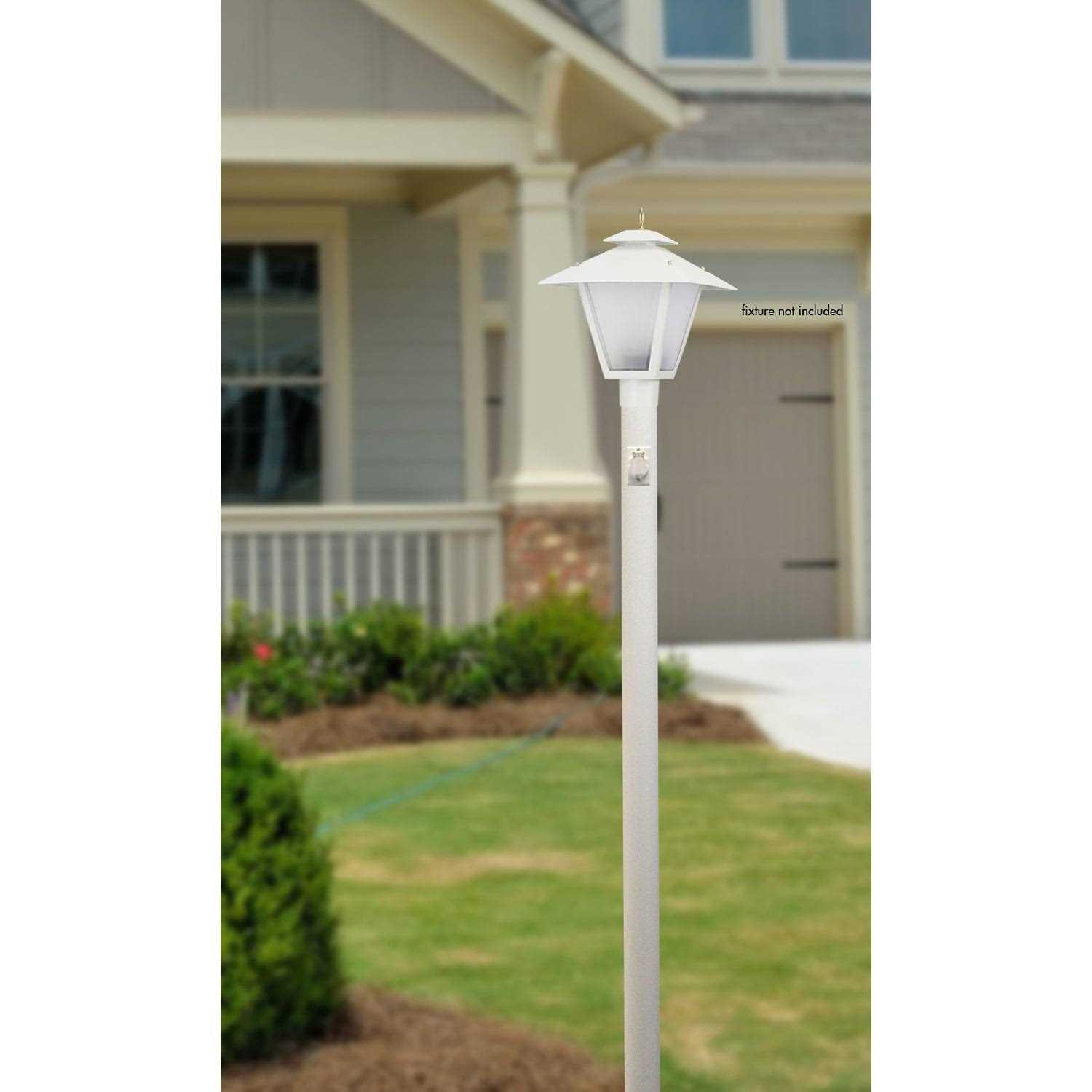 Black 96 High Outdoor Direct Burial Lamp Post with Outlet 93R48