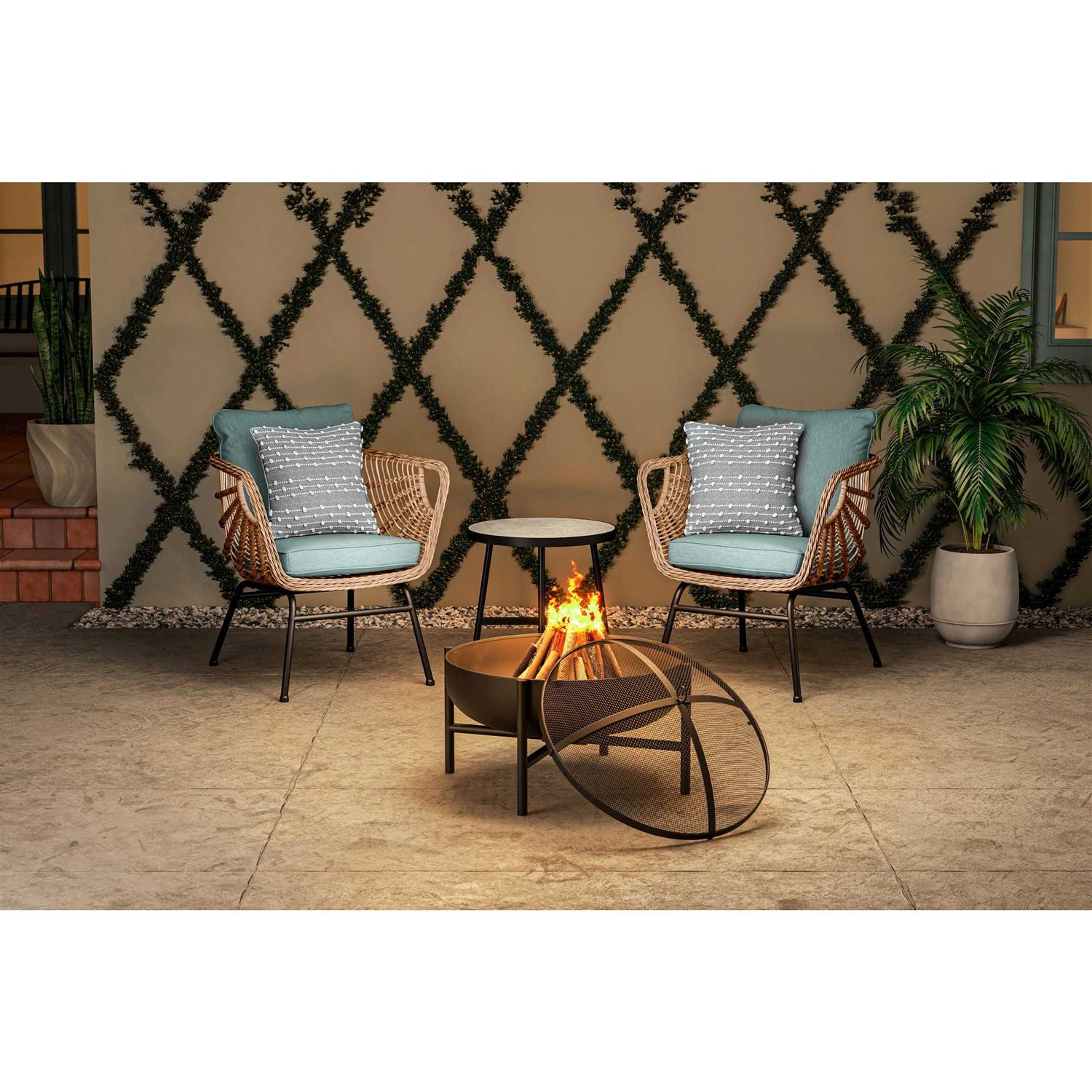 Origin 21 28-in W Black Steel Wood-Burning Fire Pit SRFP12030