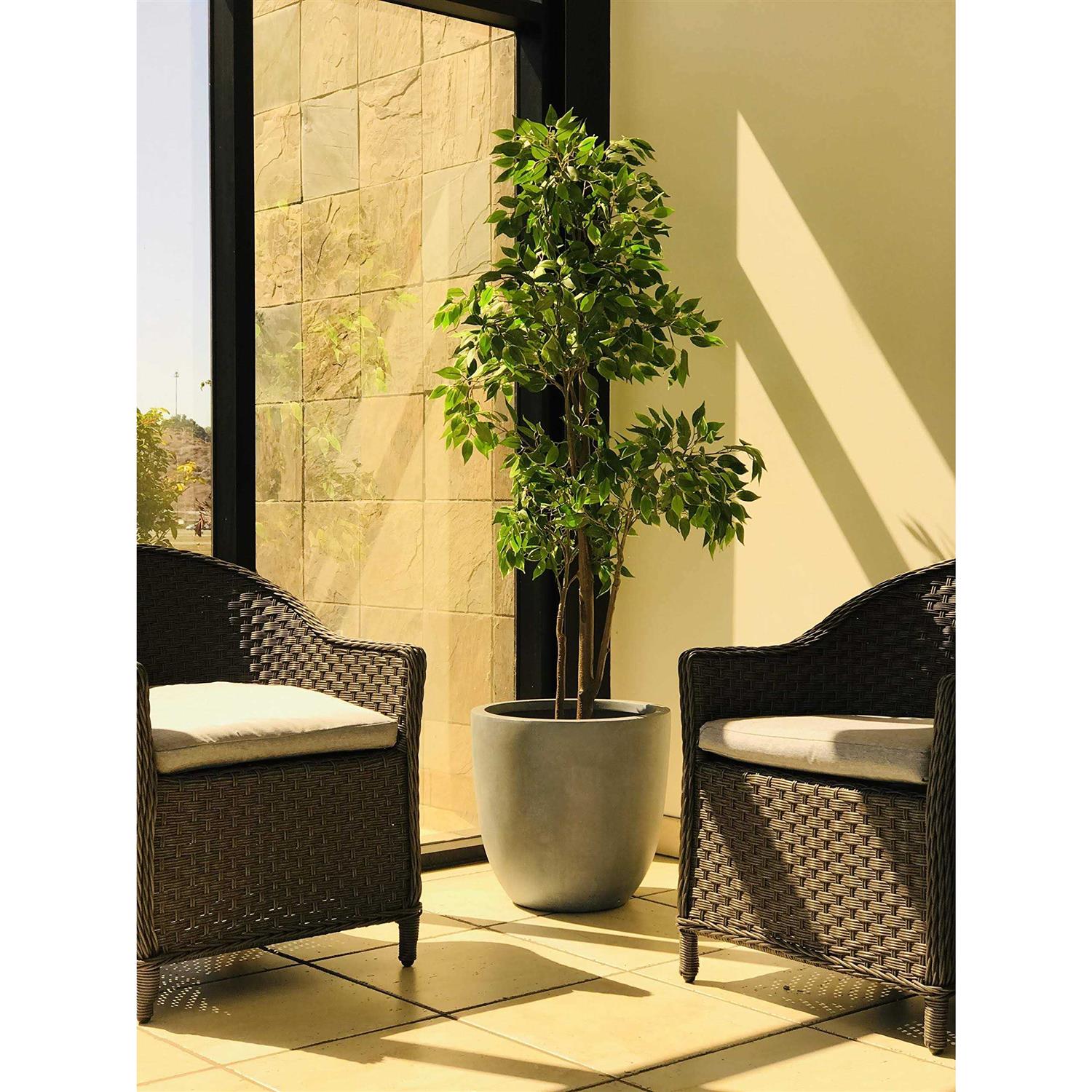 10 in. W Round Slate Gray Concrete/Fiberglass Indoor Outdoor Elegant Planter