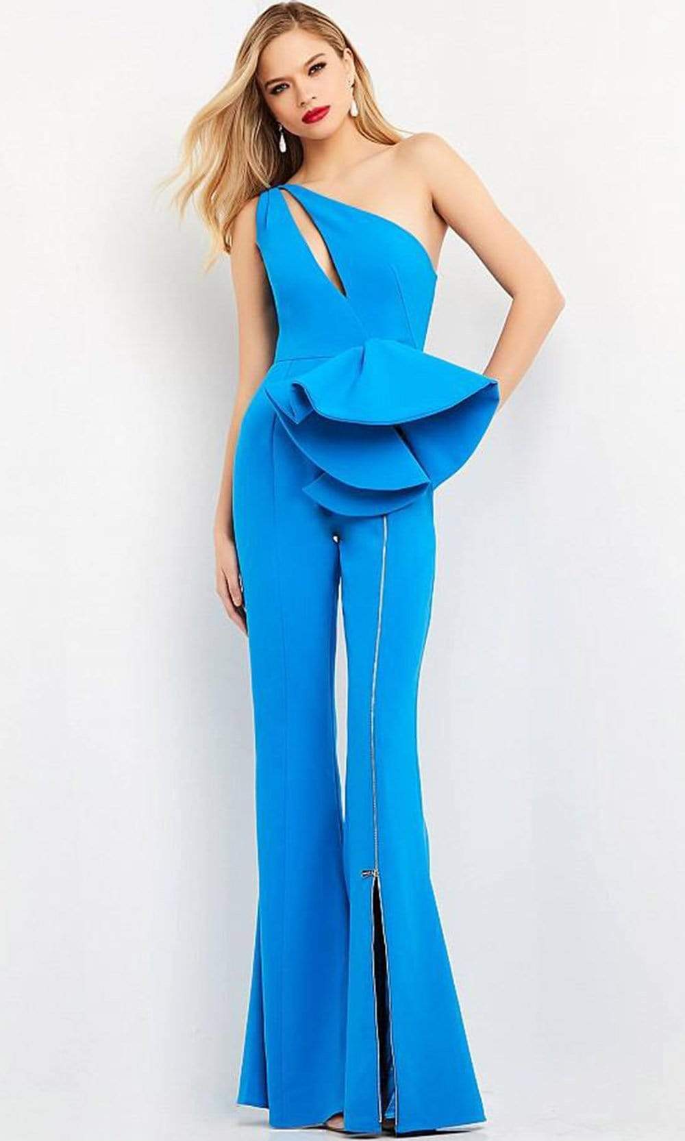 07080 Asymmetric Keyhole Bell Bottom Jumpsuit