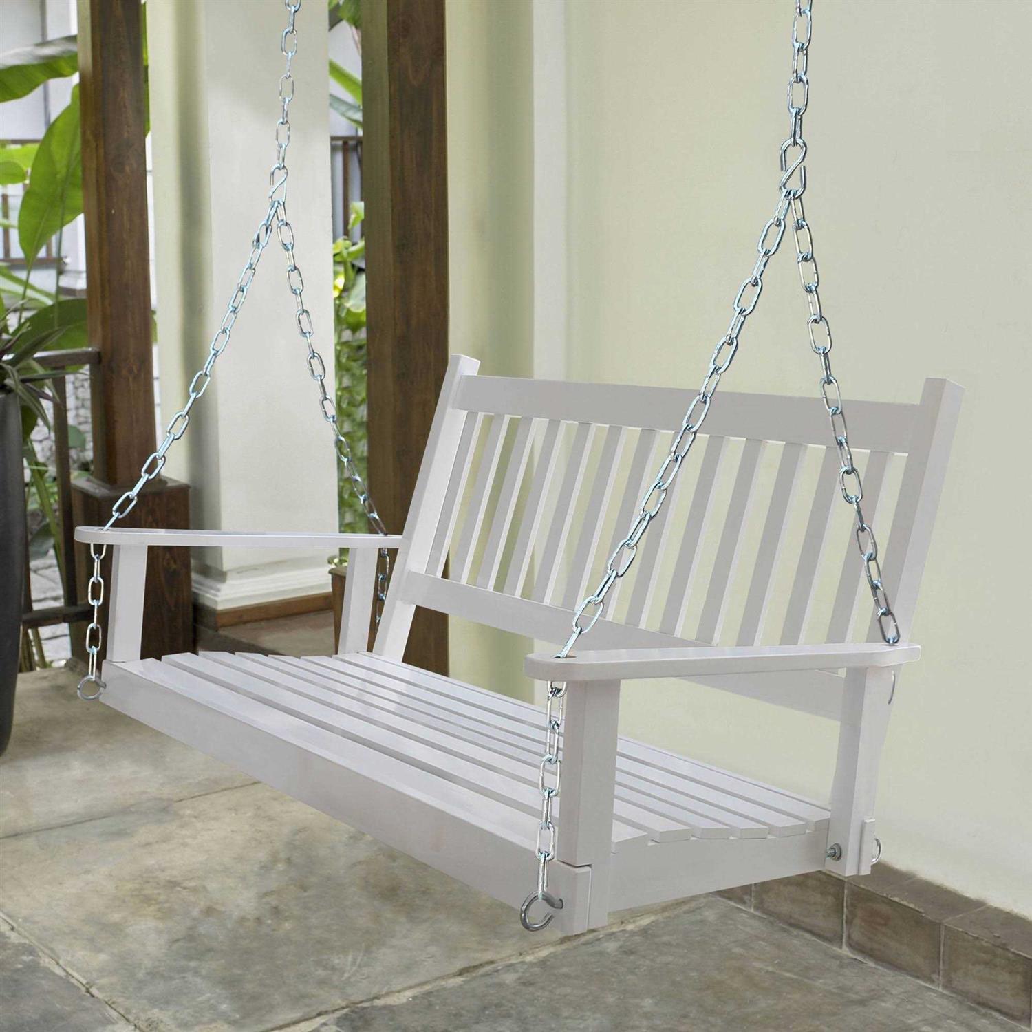 Veikous Outdoor Wood Porch Swing with Chains
