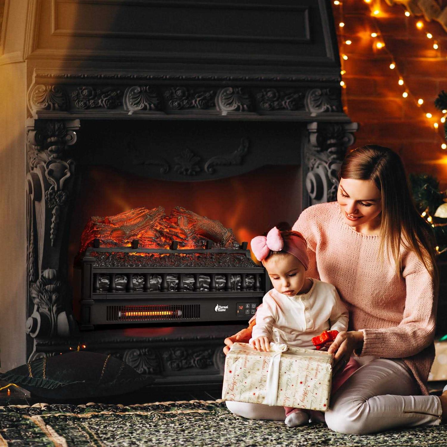 TURBRO 23 Eternal Flame Infrared Quartz Electric Fireplace Logs