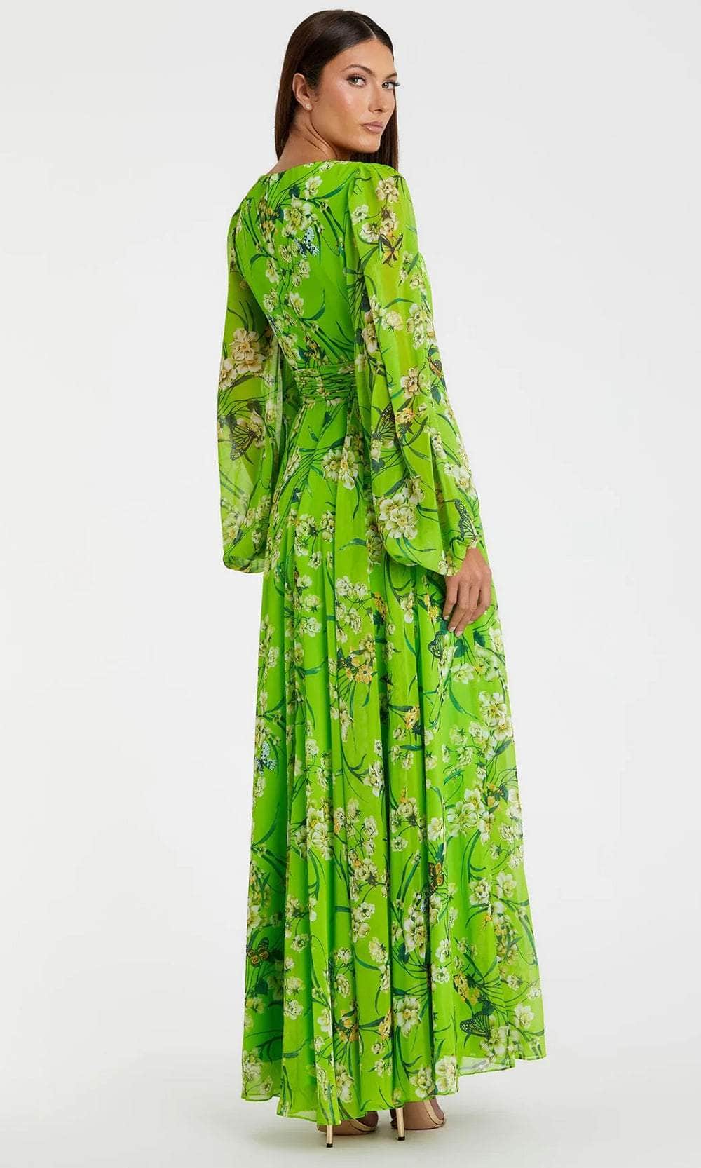 Floral Printed Deep V-Neck Maxi Dress