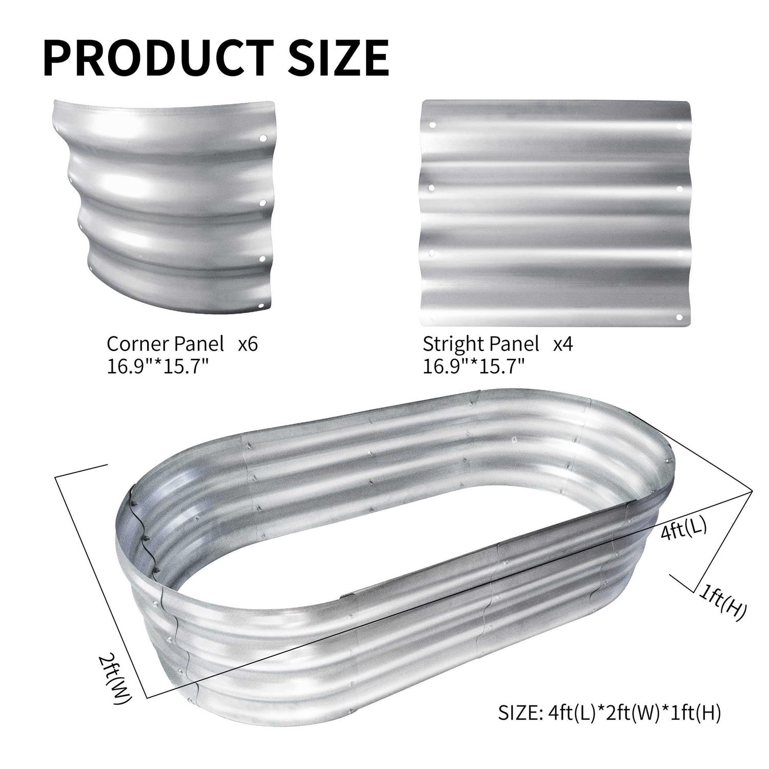 WERYGUTE Galvanized Raised Garden Bed Oval Metal Planter Garden Boxes Outdoor for Gardening