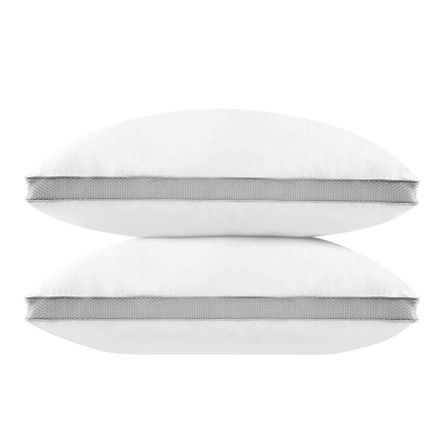 2-pack Cotton Pillows Gusseted Pillows for Side, Stomach and Back Sleeper