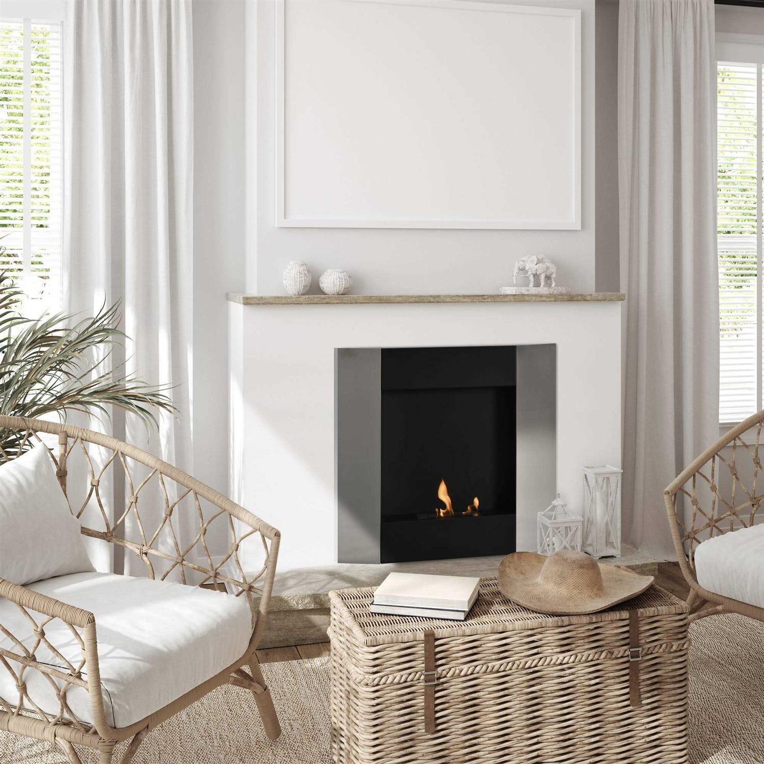 HOMCOM Ethanol Fireplace 28.25 Wall Fireplace Mount 0.2 Gal Stainless Steel 215