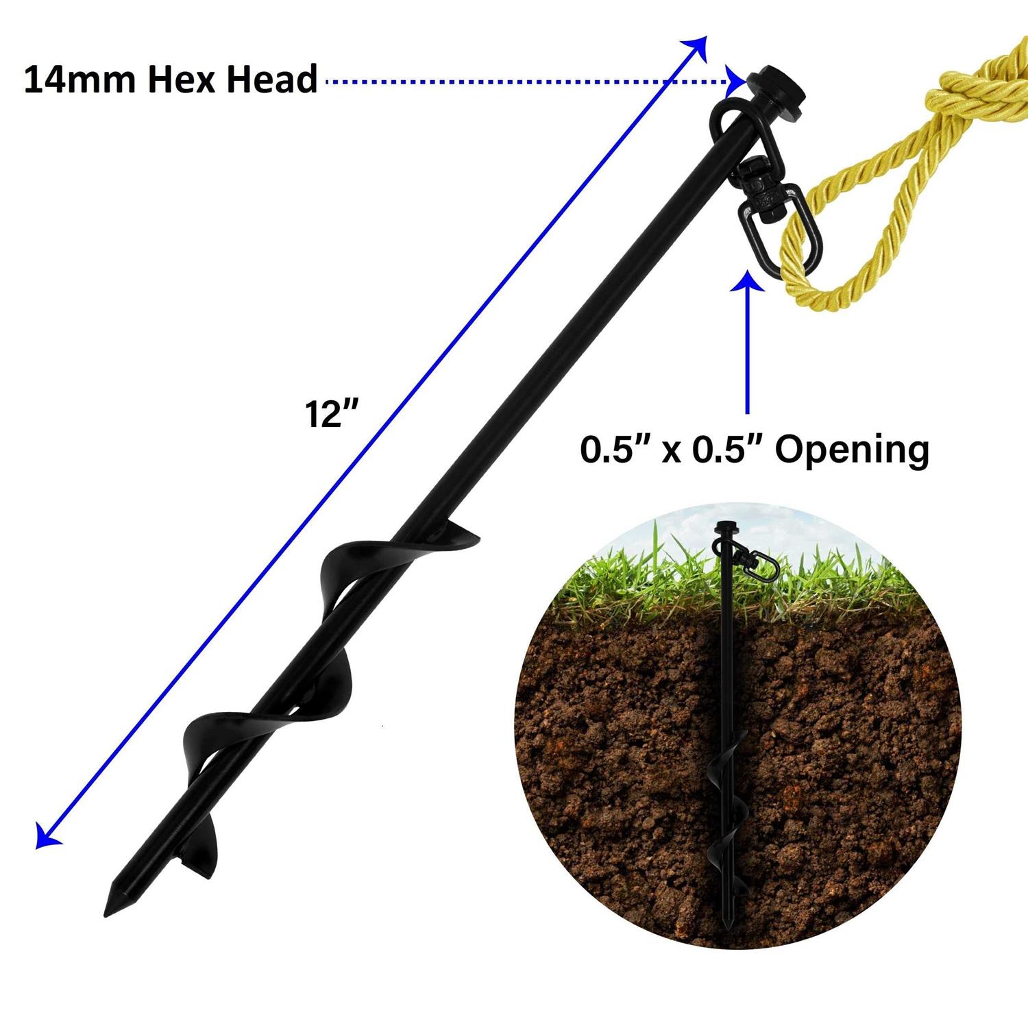 VASGOR 16” Ground Anchors Easy to Use with Drill Heavy Duty Anchor Hook for Camping Tent